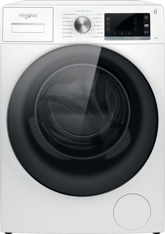 Whirlpool W6 XW845WB EE wasmachine Voorbelading 8 kg 1400 RPM B Zwart, Wit
